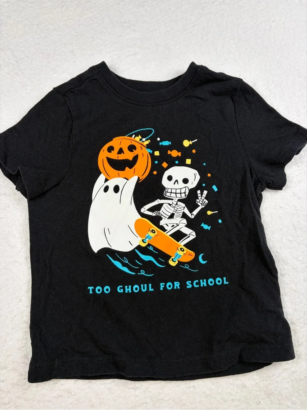 Old Navy Toddler Halloween Too Ghoul For School Graphic Tee Black 2T